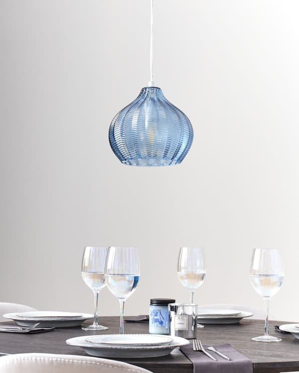 Pendel Lampe Blå Glas ø 15 cm Retro Hængelampe Glaskugle Design Køkken Spisebordslampe