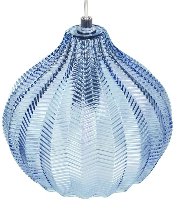 Pendel Lampe Blå Glas ø 15 cm Retro Hængelampe Glaskugle Design Køkken Spisebordslampe