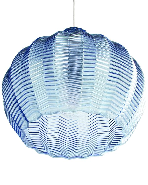 Pendel Lampe Blå Glas ø 15 cm Retro Hængelampe Glaskugle Design Køkken Spisebordslampe