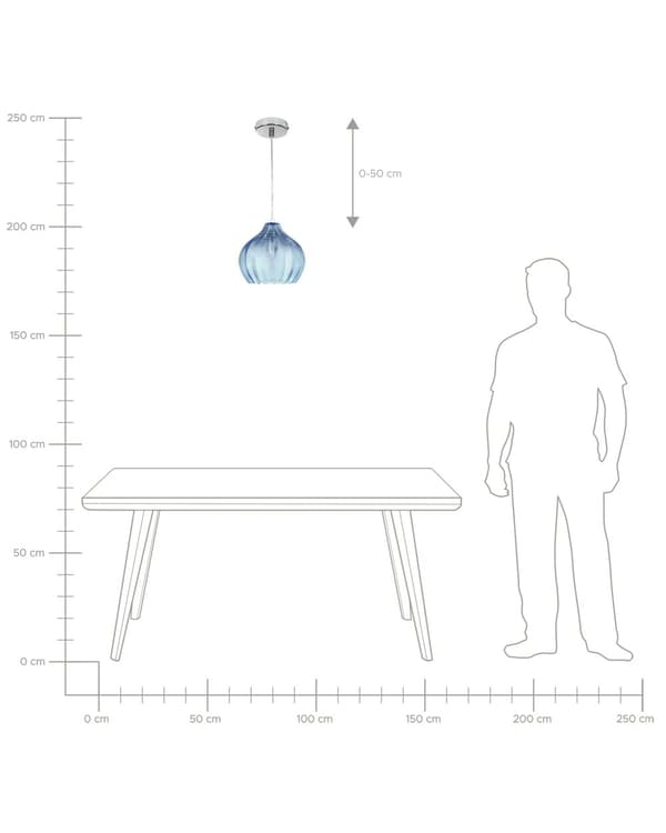 Pendel Lampe Blå Glas ø 15 cm Retro Hængelampe Glaskugle Design Køkken Spisebordslampe