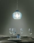 Miniatyrbillede 2 af 10: Pendel Lampe Blå Glas ø 15 cm Retro Hængelampe Glaskugle Design Køkken Spisebordslampe