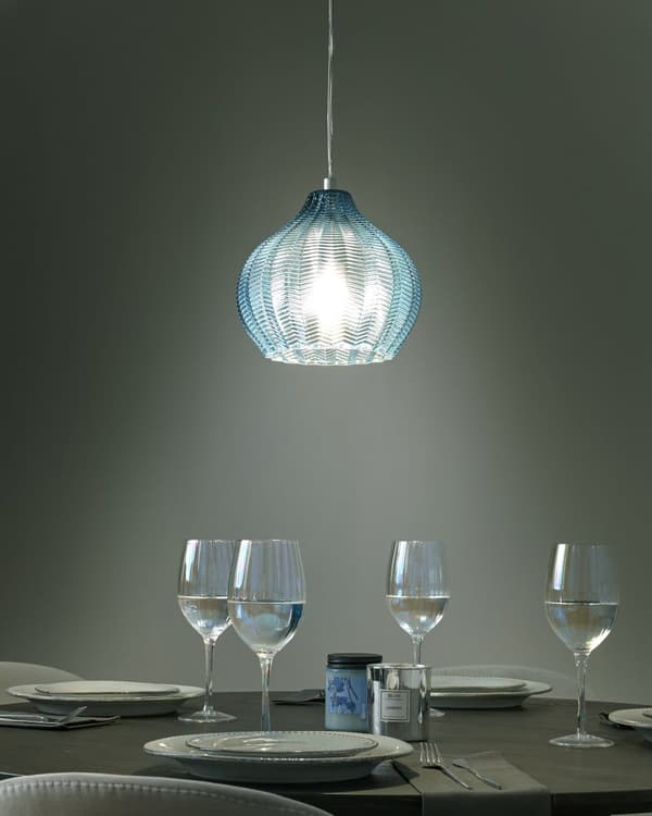 Pendel Lampe Blå Glas ø 15 cm Retro Hængelampe Glaskugle Design Køkken Spisebordslampe