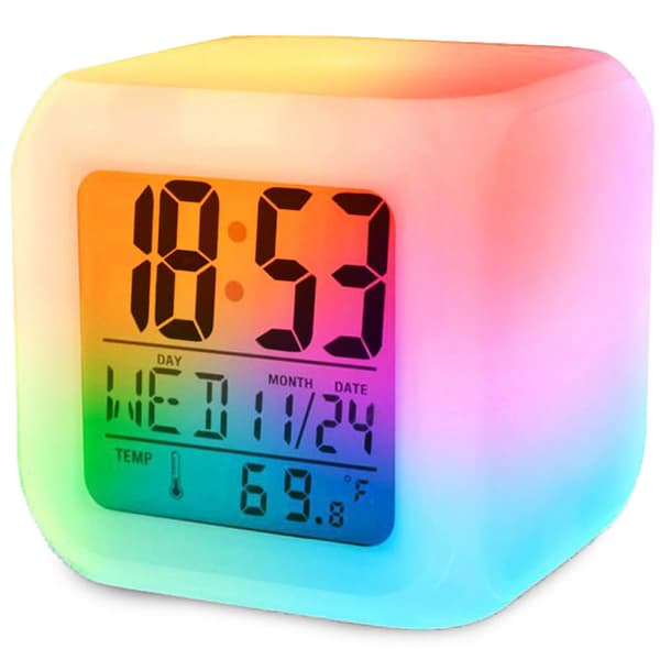 Vekkerklokke RGB LED Nattlys Vekkerklokke