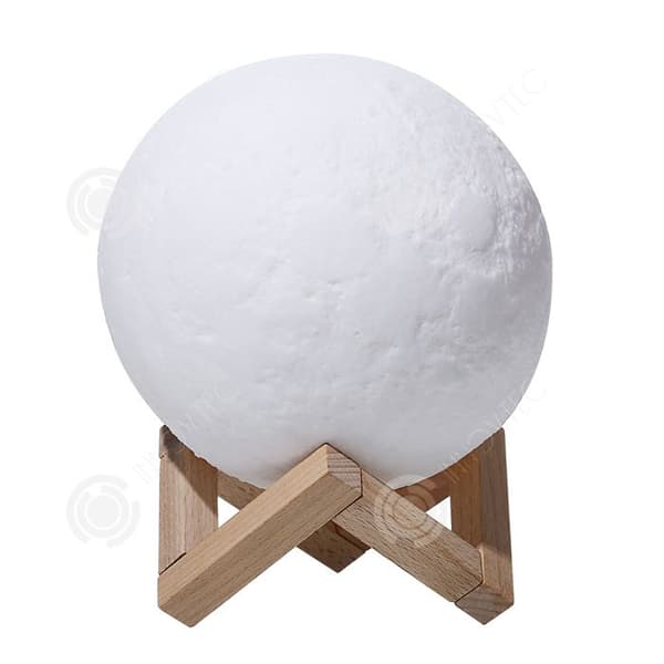 INN Lampa måne 3D 15cm med trähållare 3 färger touchkontroll månlampa LED nattlampa sänglampa rumsdekoration