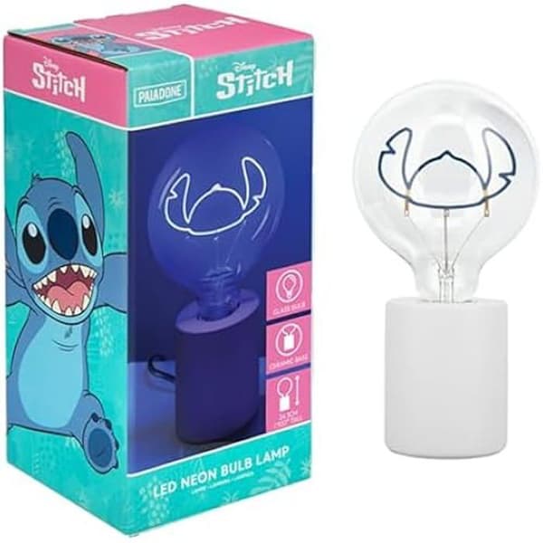 Dekorativ LED-lampa - PALADONE - Disney Stitch - Glas E27 - Blått ljus - Samlarpresent