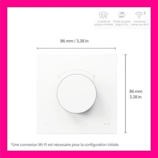 Smart WiZ brytare - Dimming och scenkontroll bärbar med ett enda svep, USB-laddningsbar, ansluter.