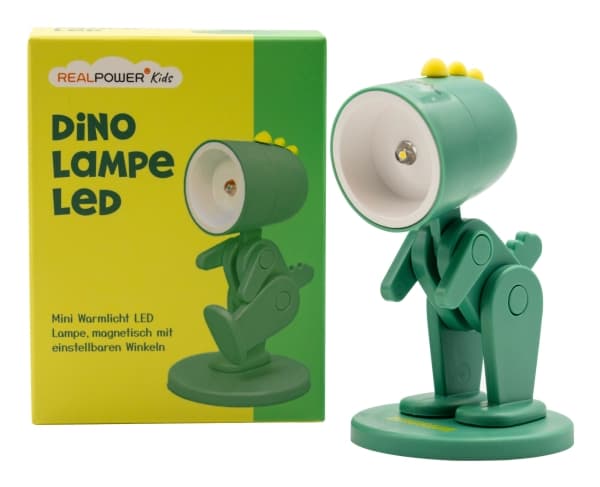 RealPower LED-djurlampa Green Dino med bas