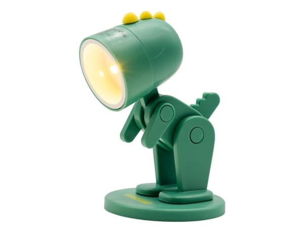 RealPower LED-djurlampa Green Dino med bas