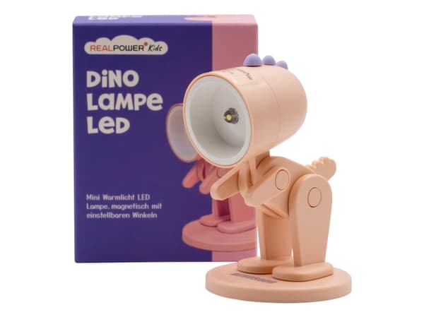 RealPower LED-djurlampa Rosa dino med bas