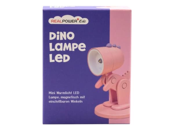 RealPower LED-djurlampa Rosa dino med bas