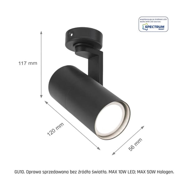SpectrumLED Wojnarowscy LED-valaisin MADARA MINI II GU10 Musta SLIP003013