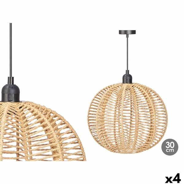 Taklampa 24B521 Svart Naturell Metall Papper 40 W 28 x 26 x 28 cm (4 antal)