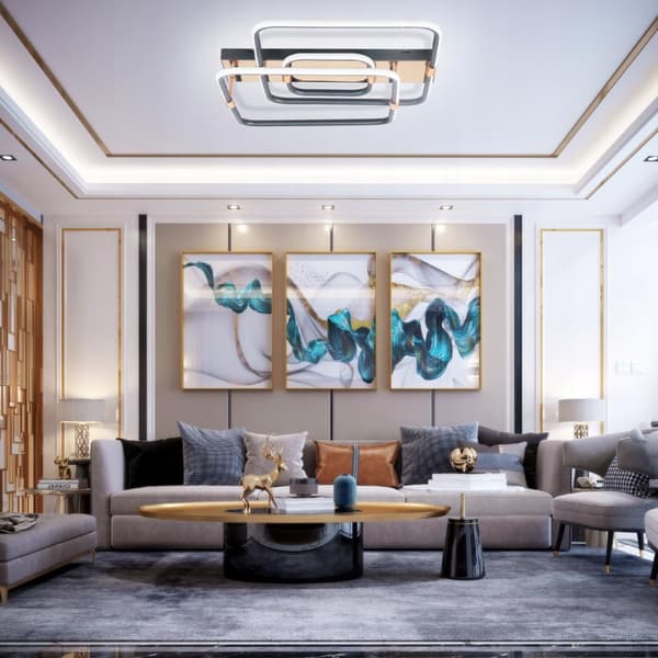 LED-kattolamppu 70x60cm + KAUKO-OHJAIN 60W BLACK Gold