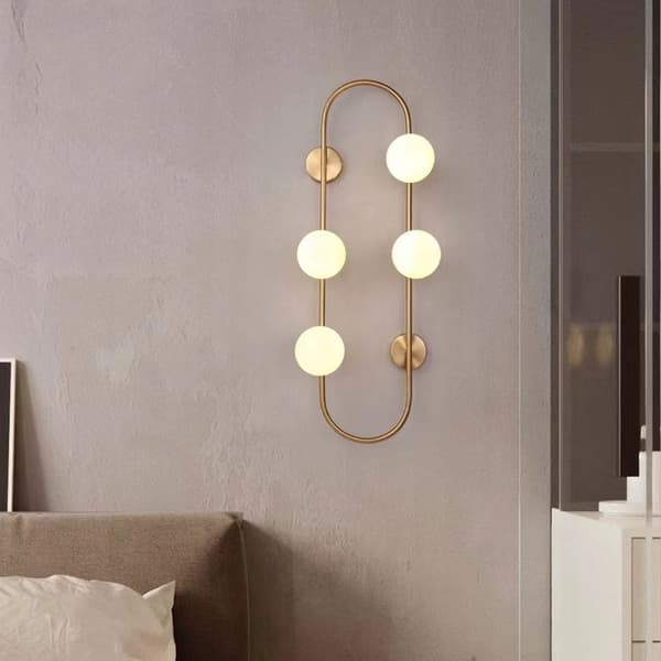 GYLDNE VÆGLAMPE GLAS Sconce 4 KUGLER MÆLKET