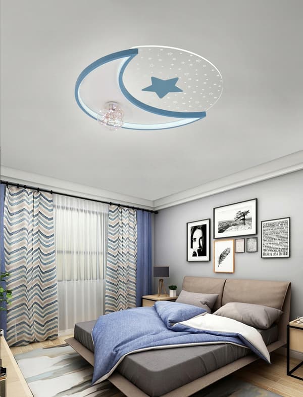 Loftslampe LED LAMPE moon FOR BØRN STJERNE 58W + FJERNBETJENING ny kugle
