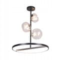 Miniatyrbillede 1 af 3: Hængende Loftslampe Lysekrone Ring Stue Sort 5 Kugler LED Ring Nyhed