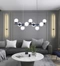 Miniatyrbillede 2 af 3: Loftslampe Hængende Lysekrone Til Stue Spisestue Sort 9 glaskugler