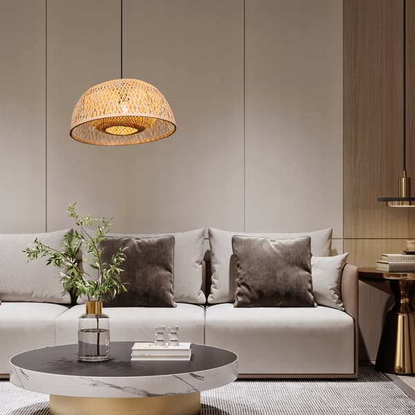 Loftslampe Hængende Bambus BOHO Rattan Træ Loft