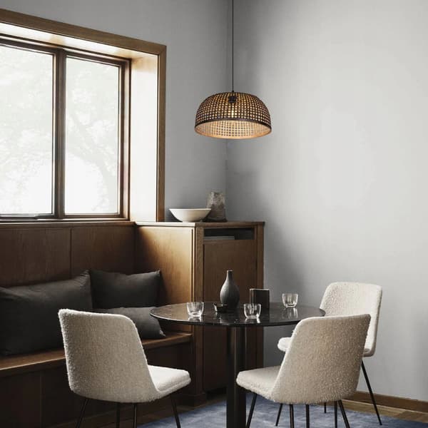 Taklampa Hängande Bambu BOHO Rotting Trä Loft Svart Stor
