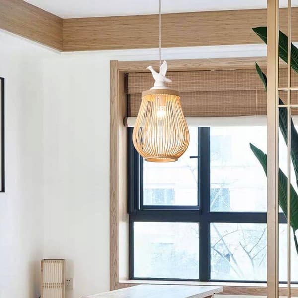 Kattolamppu ripustettava bambu BOHO rottinkipuuta loft lintu