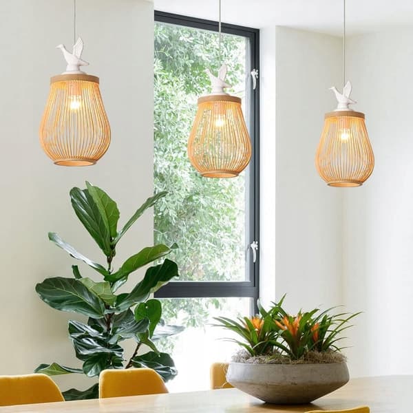 Kattolamppu ripustettava bambu BOHO rottinkipuuta loft lintu