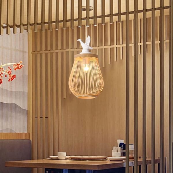 Kattolamppu ripustettava bambu BOHO rottinkipuuta loft lintu