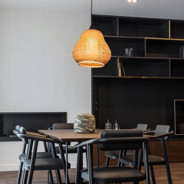 Loftslampe Hængende Bambus BOHO Rattan Træ Loft