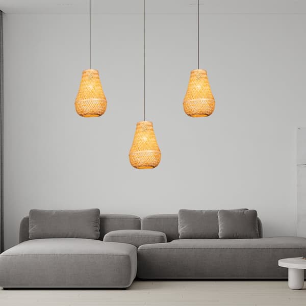 Loftslampe Hængende Bambus BOHO Rattan Træ Loft