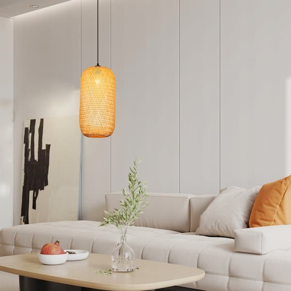 Loftslampe Hængende Bambus BOHO Rattan Træ Loft