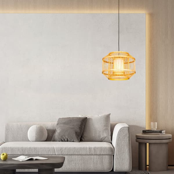 Loftslampe Hængende Bambus BOHO Rattan Træ Loft