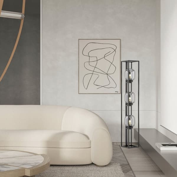 Golvlampa 3 glasskärmar svart