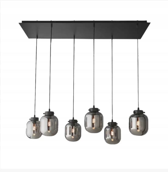 Loftshængende lampe Til Stue Spisestue 6 Glasskærme Sort