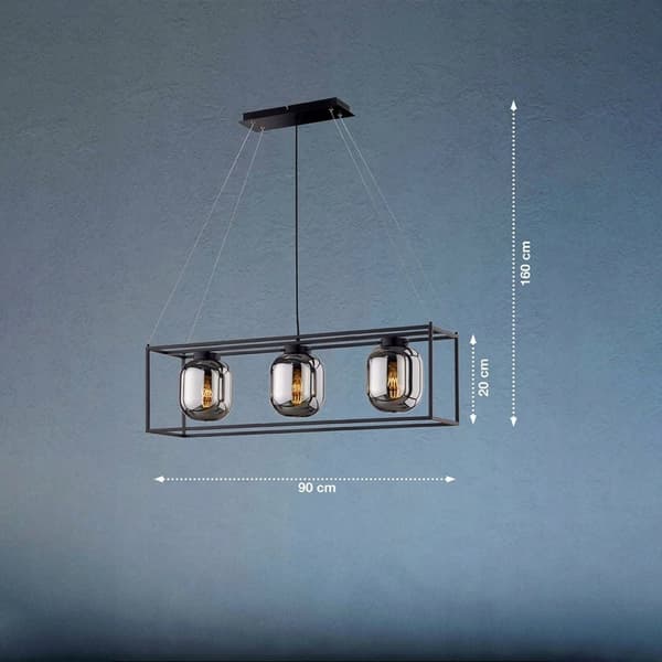 Hængende Loftslampe Til Stue Spisestue 3 Glasskærme