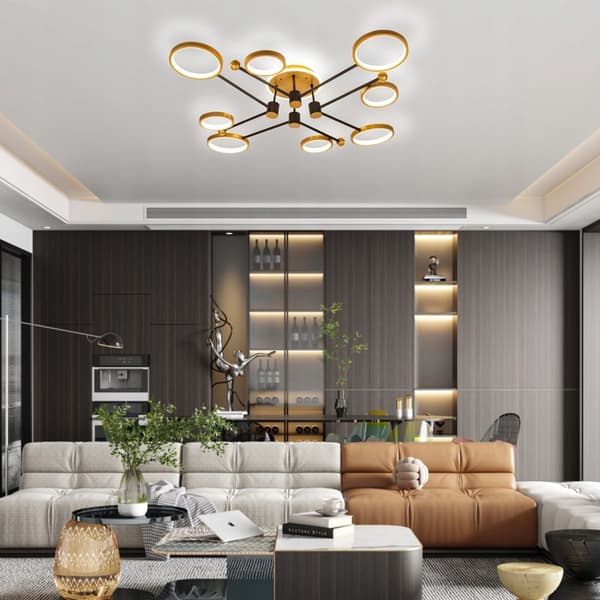 LED Ring Pendel Loftslampe Ring Lysekrone Living Room Goblet Fjernbetjening