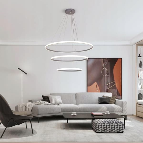 Hänglampa ring ljuskrona 40+ 60+80 färg grå + PILOT 120 W ny