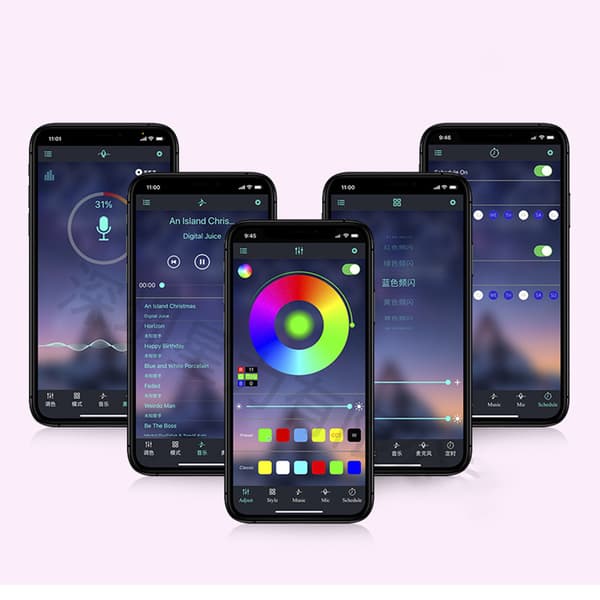 INF 5M RGB USB LED Strip Lys med Bluetooth APP Kontrol