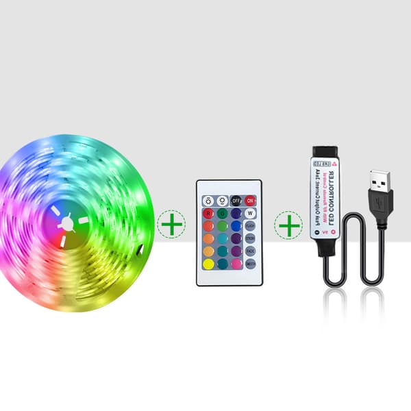 INF 5M RGB USB LED Strip Lights Kit med 24-tasters IR-fjernkontroll
