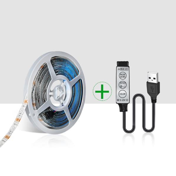INF 5M RGB LED Strip Light Kit med Mini 3-Knapps Kontroller