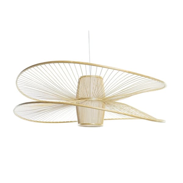 Loftslampe DKD Home Decor Hvid Natur Bambus 50 W 100 x 100 x 32 cm