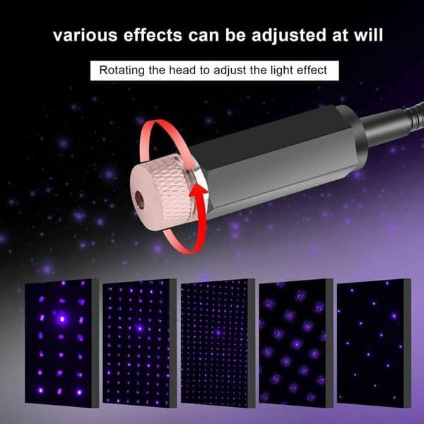 USB-tunnelmavalot, säädettävät LED-auton sisävalot, eri tilat USB-tähtiprojektori yövalo, sisävalaistus, LED-auton tähtivalot