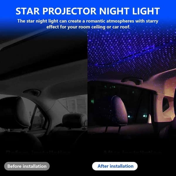 USB-tunnelmavalot, säädettävät LED-auton sisävalot, eri tilat USB-tähtiprojektori yövalo, sisävalaistus, LED-auton tähtivalot