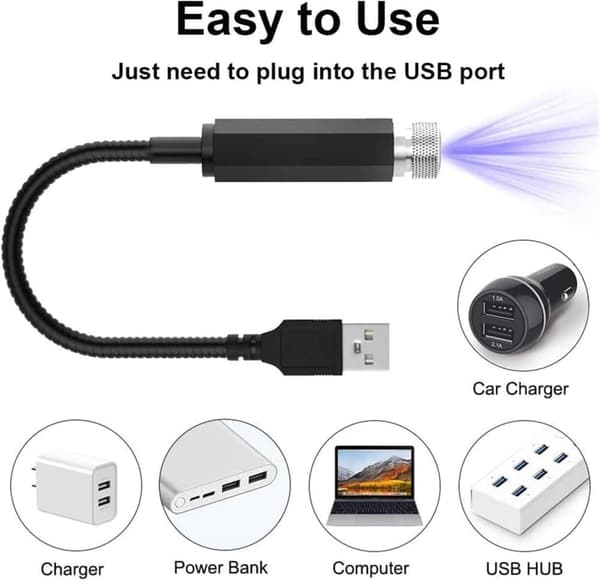 USB-tunnelmavalot, säädettävät LED-auton sisävalot, eri tilat USB-tähtiprojektori yövalo, sisävalaistus, LED-auton tähtivalot