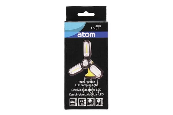 Atom Camping lampe, genopladelig 1200 mAh 3,7V