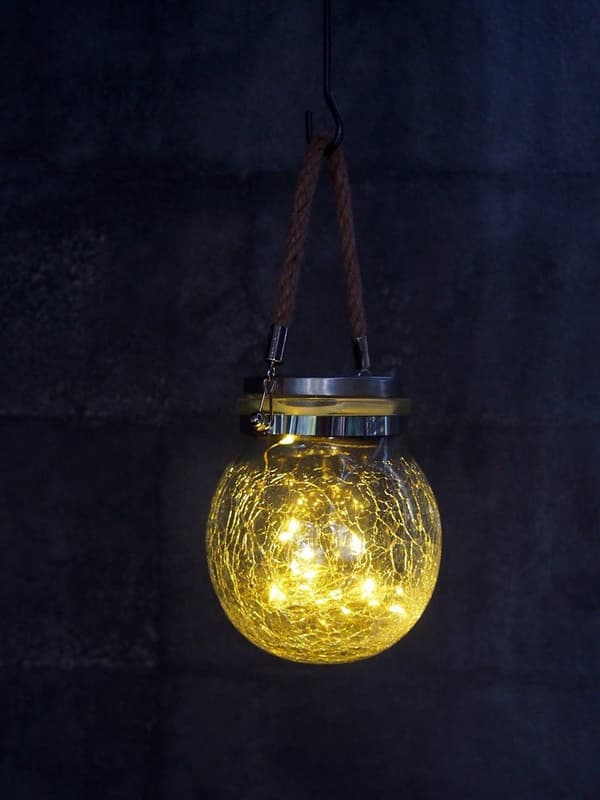 Tarmo Solar lampe, hængende glaskugle