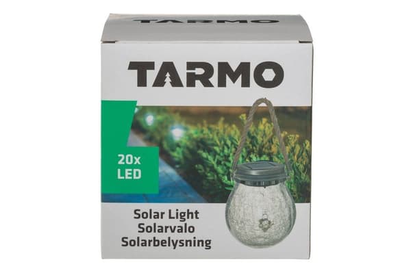 Tarmo Solar lampe, hængende glaskugle