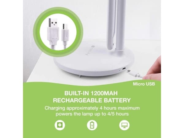 Techly I-LAMP-DSK9, Vit, Akrylnitrilbutadienstyren (ABS), Metall, Arbetsrum, 36 lampor, 3 W, LED