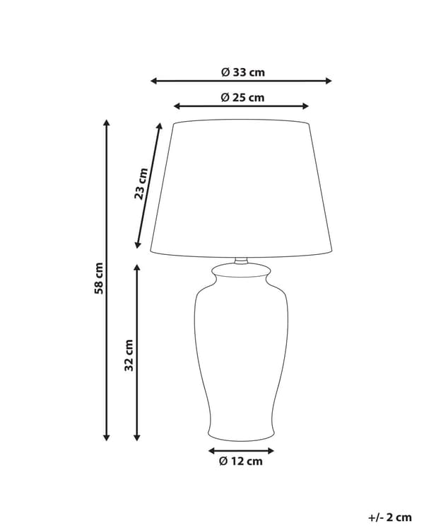 Bordlampe Hvit og Blå Porselensfot Lin Trommeskjerm med en Blomstret Patten Belysning Stilig