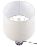 Miniatyrbilde 5 av 10: Bordlampe Hvit og Blå Porselensfot Lin Trommeskjerm med en Blomstret Patten Belysning Stilig