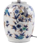 Miniatyrbilde 7 av 10: Bordlampe Hvit og Blå Porselensfot Lin Trommeskjerm med Blomstret Patten Belysning Stilfull