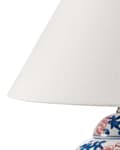 Miniatyrbilde 6 av 10: Bordlampe Hvit og Blå Porselensfot Linklokke med Blomstret Patten Belysning Stilfull